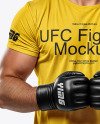 Male UFC Fighter Wearing Tight-Fit Jersey and Shorts Mockup