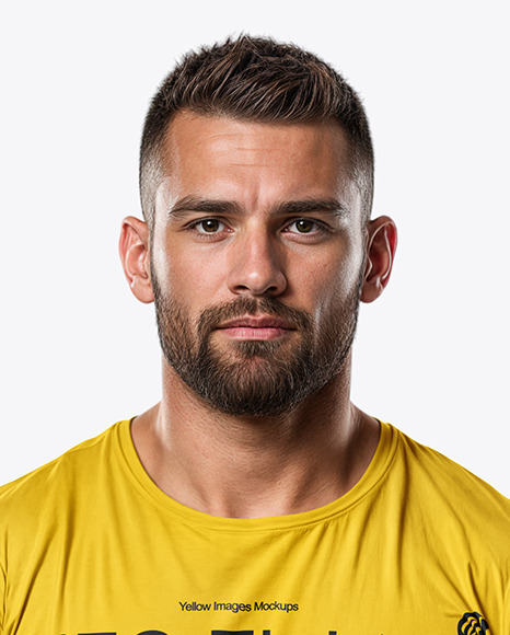 Male UFC Fighter Wearing Tight-Fit Jersey and Shorts Mockup