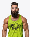 A Bearded Muscular Man Wearing a Tank Top and Sweatpants Mockup