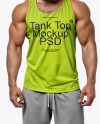 A Bearded Muscular Man Wearing a Tank Top and Sweatpants Mockup