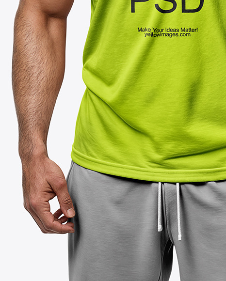 A Bearded Muscular Man Wearing a Tank Top and Sweatpants Mockup