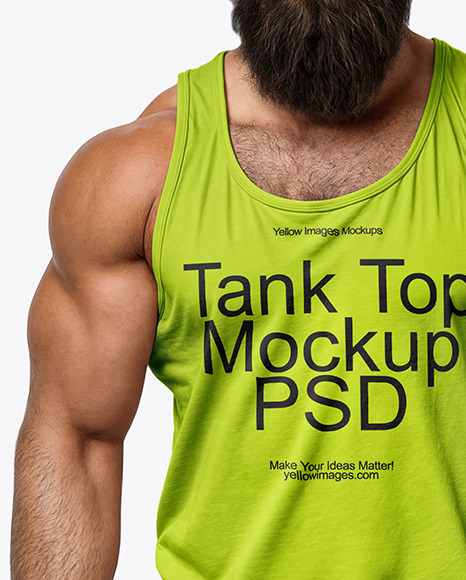 A Bearded Muscular Man Wearing a Tank Top and Sweatpants Mockup