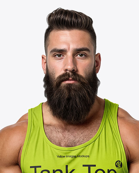 A Bearded Muscular Man Wearing a Tank Top and Sweatpants Mockup