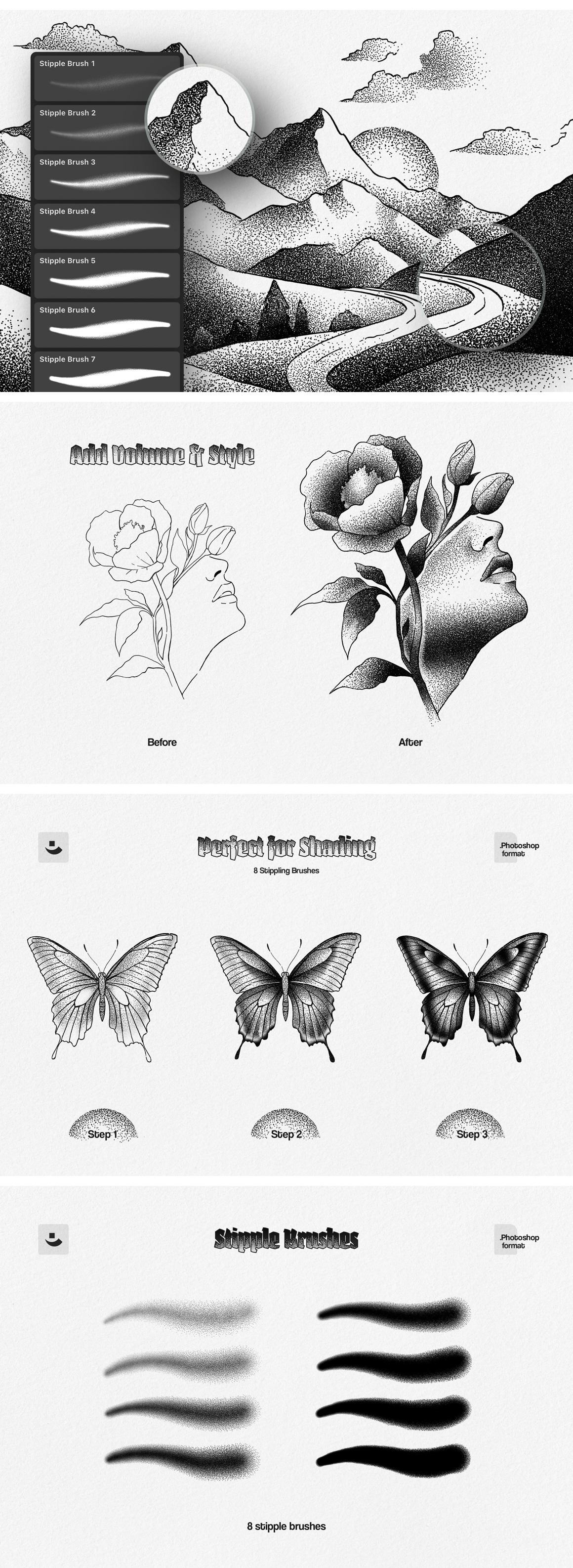 Photoshop Stipple Brushes Photoshop Stipple Brushes