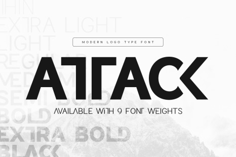 Attack - Corporate Logo Font - Geometric font