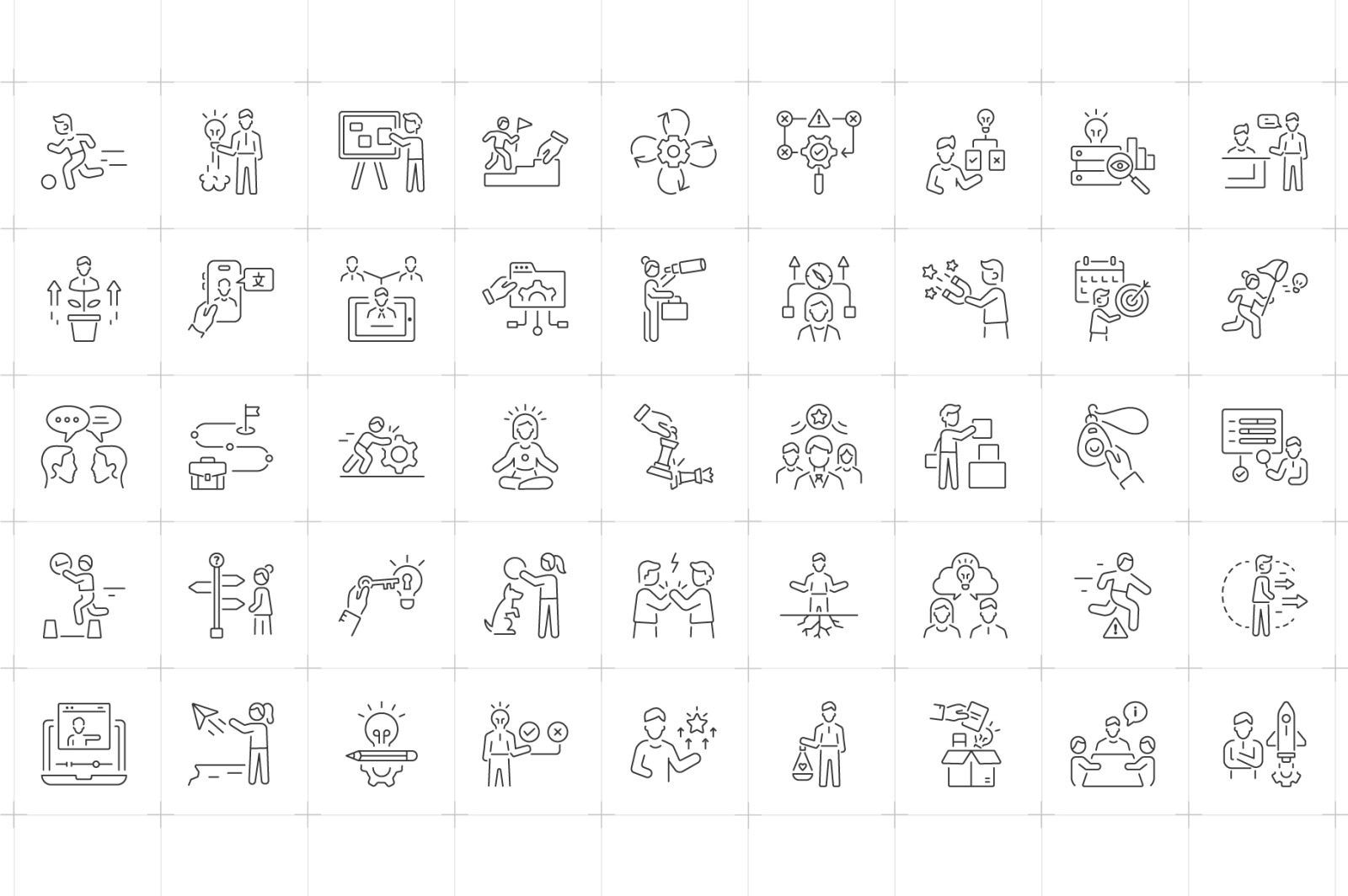 Training and Coaching Icon Set Training and Coaching Icon Set