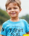 Kid Leaned Hand on Sign at Pumpkin Patch Mockup