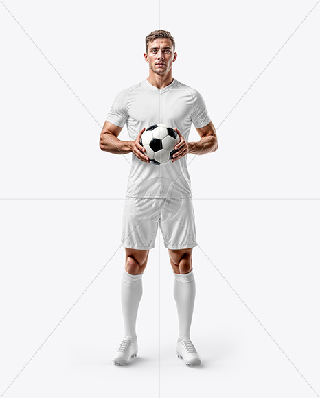 Soccer Player with Ball Wearing a Full Kit Mockup