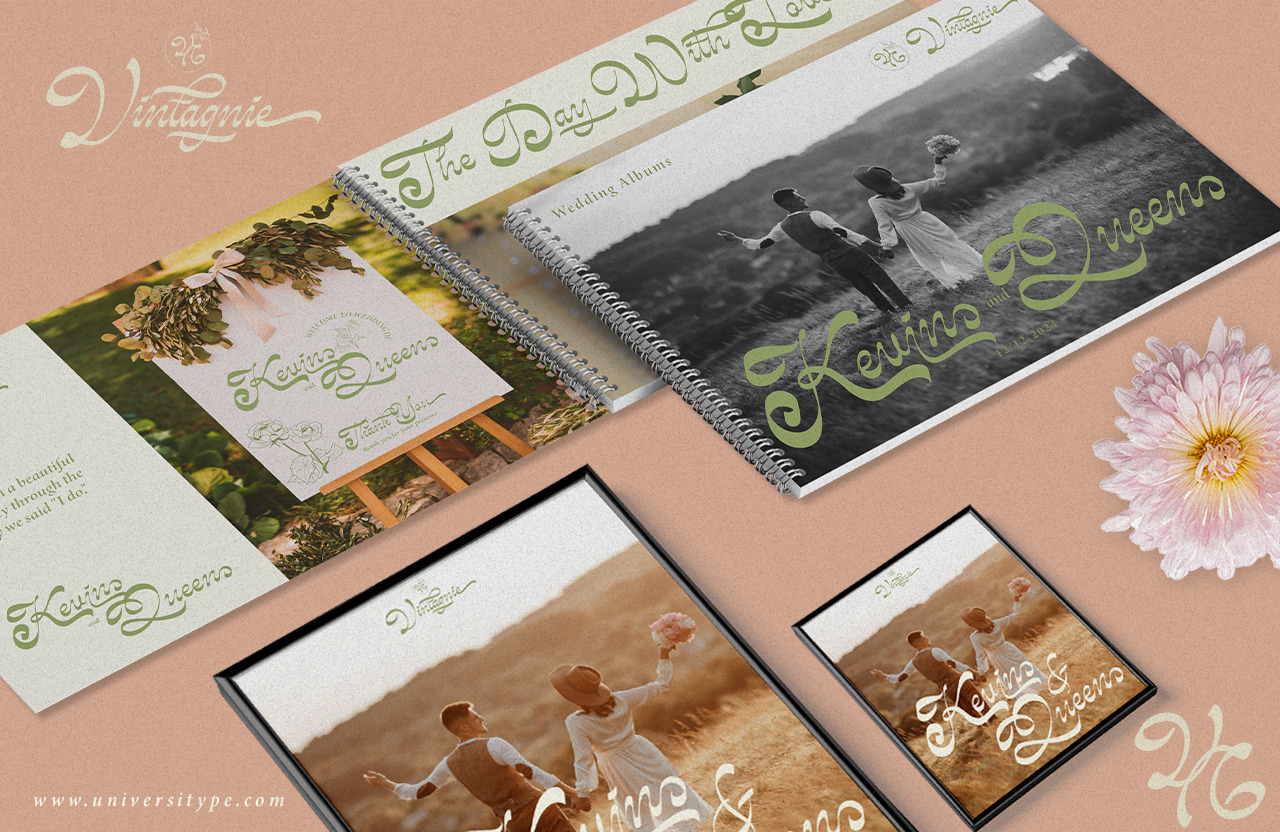UT Vintagnie - A Reversed Contrast Script Font UT Vintagnie - A Reversed Contrast Script Font