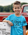 Kid Standing Next to Sign at Pumpkin Patch Mockup