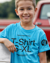 Kid Standing Next to Sign at Pumpkin Patch Mockup