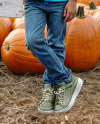 Kid Standing Next to Sign at Pumpkin Patch Mockup