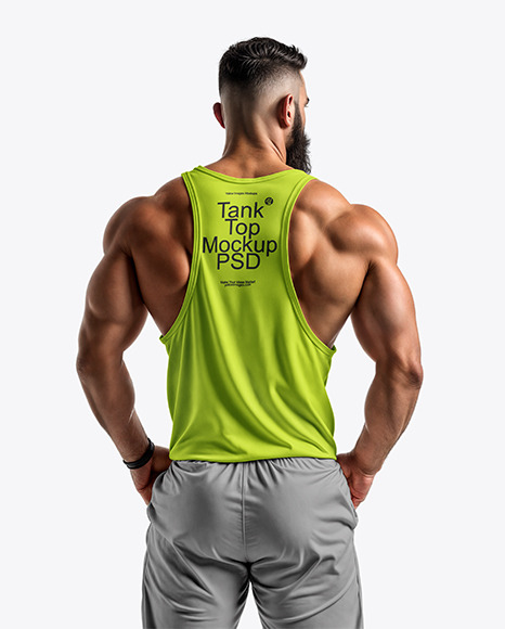 A Muscular Man Wearing a Tank Top and Sweatpants Mockup - Men t shirt mockup