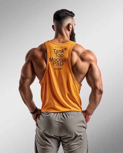 A Muscular Man Wearing a Tank Top and Sweatpants Mockup