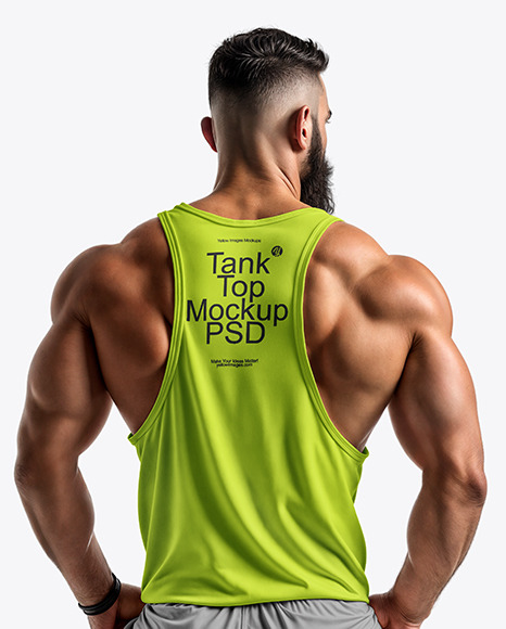 A Muscular Man Wearing a Tank Top and Sweatpants Mockup
