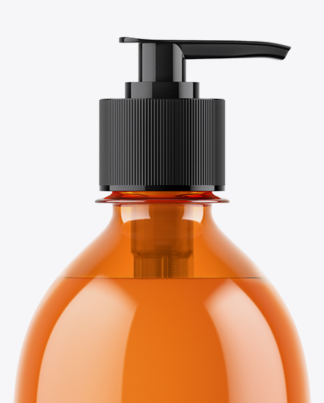 Orange Liquid Soap Bottle with Pump Mockup Orange Liquid Soap Bottle with Pump Mockup