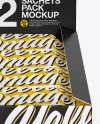 12 Snacks Opened Box Mockup - Front View (High Angle Shot)