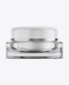Clear Glass Square Cosmetic Jar With Plastic Cap Mockup - Front View
