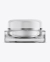 Clear Glass Square Cosmetic Jar With Plastic Cap Mockup - Front View