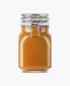 900ml Raw Honey Glass Jar w/ Clamp Lid Mockup - Front View (Eye-Level Shot)