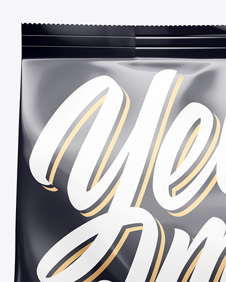 Glossy Food Bag Mockup - Front View