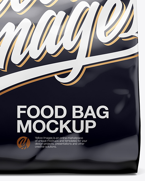 Glossy Food Bag Mockup - Front View