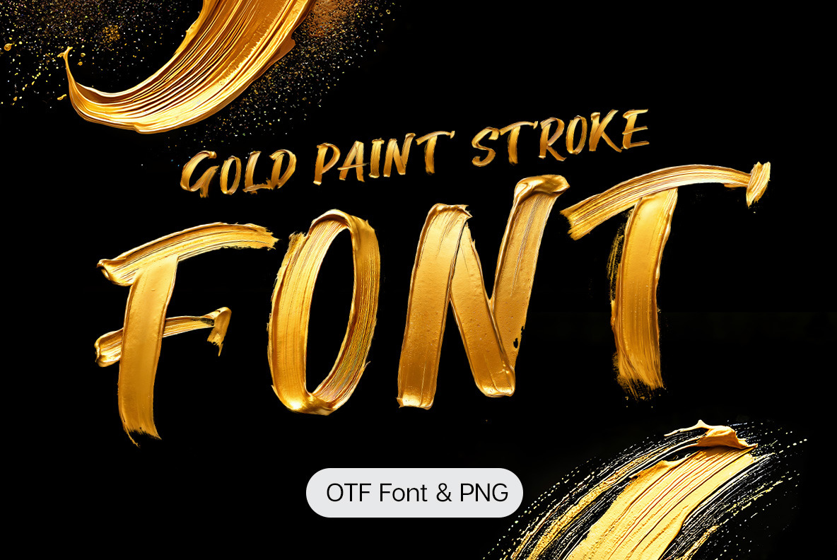Gold Paint Stroke Font Gold Paint Stroke Font