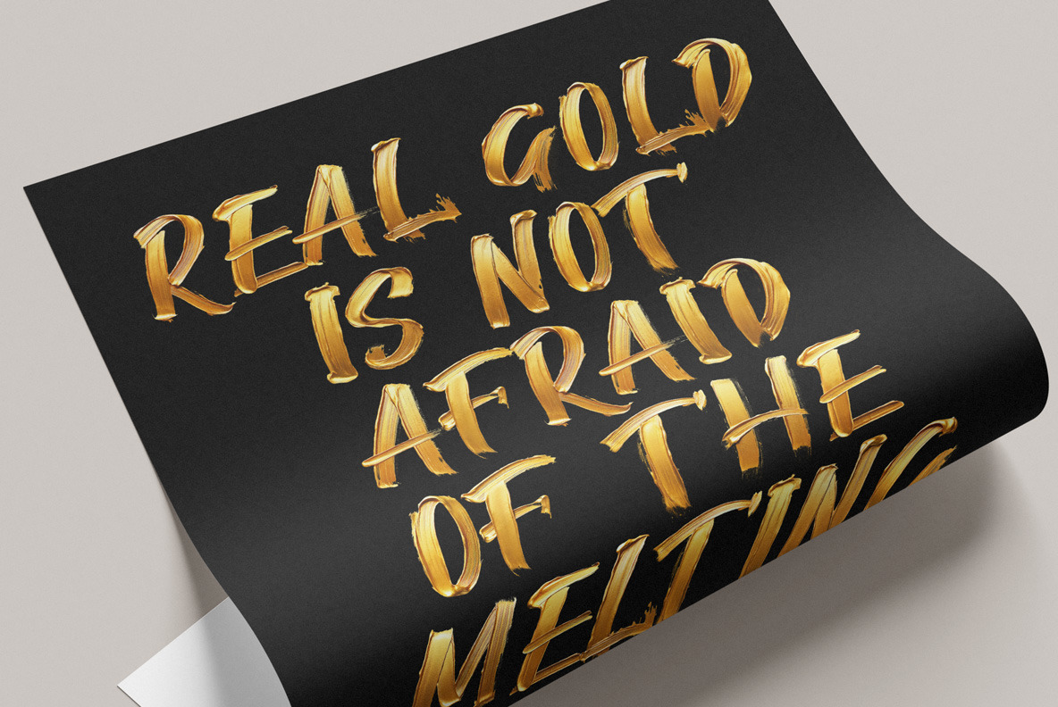 Gold Paint Stroke Font Gold Paint Stroke Font