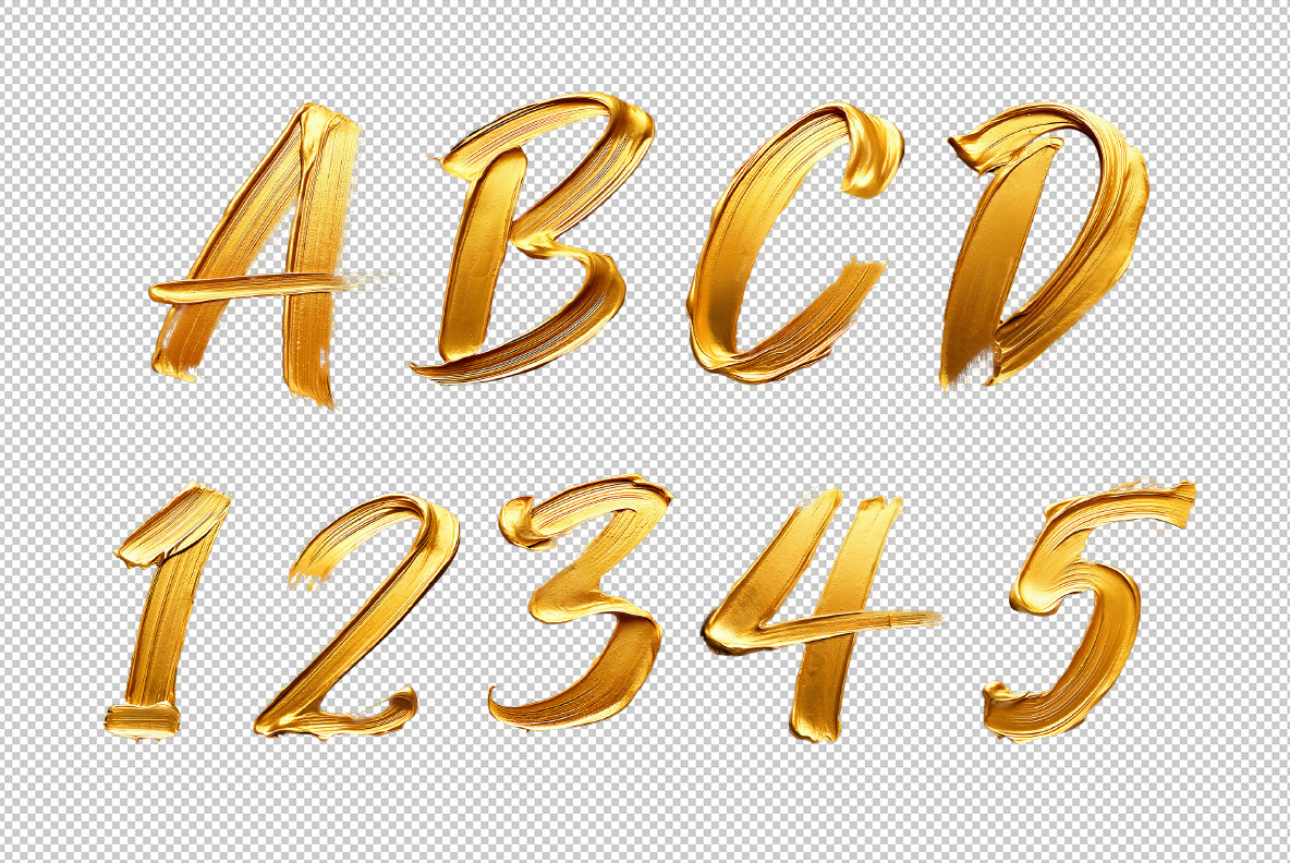 Gold Paint Stroke Font Gold Paint Stroke Font
