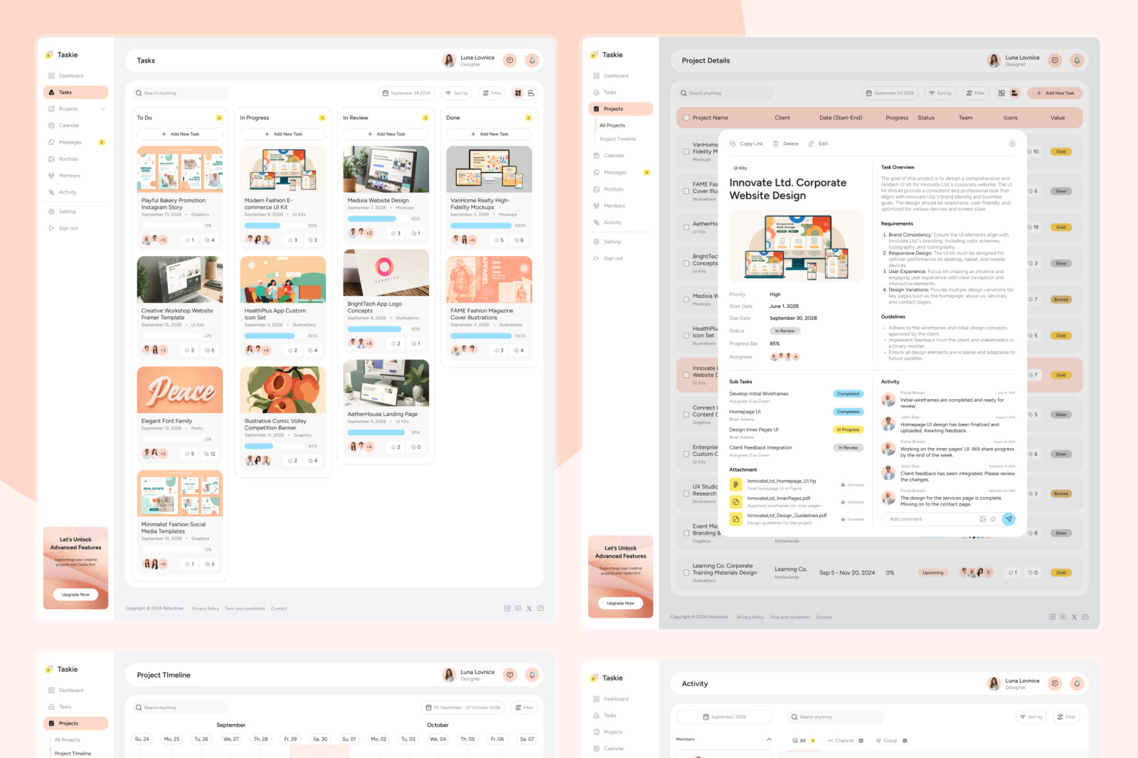 Taskie - Task & Project Management Dashboard Figma Template Taskie - Task & Project Management Dashboard Figma Template