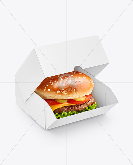 Paper Box with Burger Mockup