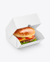 Paper Box with Burger Mockup