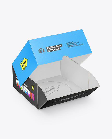 Paper Box with Burger Mockup