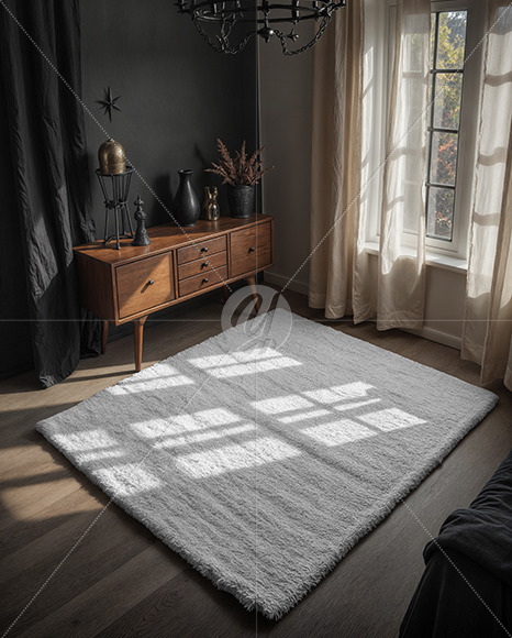 Carpet with Pile in Living Room Mockup