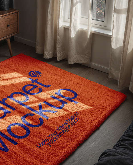 Carpet with Pile in Living Room Mockup
