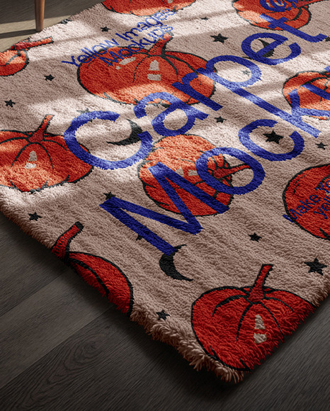 Carpet with Pile in Living Room Mockup
