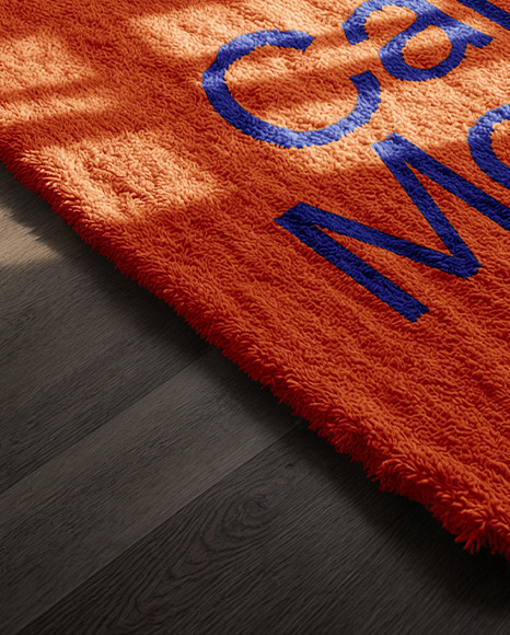 Carpet with Pile in Living Room Mockup