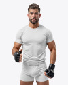 Male UFC Fighter Wearing T-Shirt and Shorts Mockup