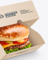 Kraft Paper Box with Burger Mockup