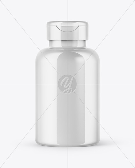 Glossy Pills Bottle with Flip Cap Mockup