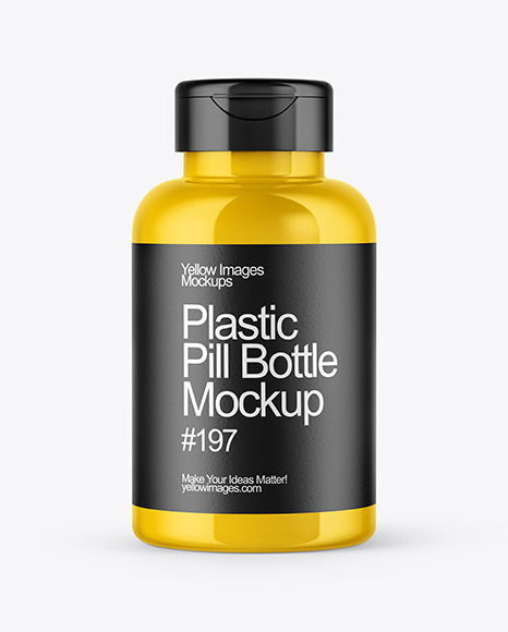 Glossy Pills Bottle with Flip Cap Mockup - Product package mockup