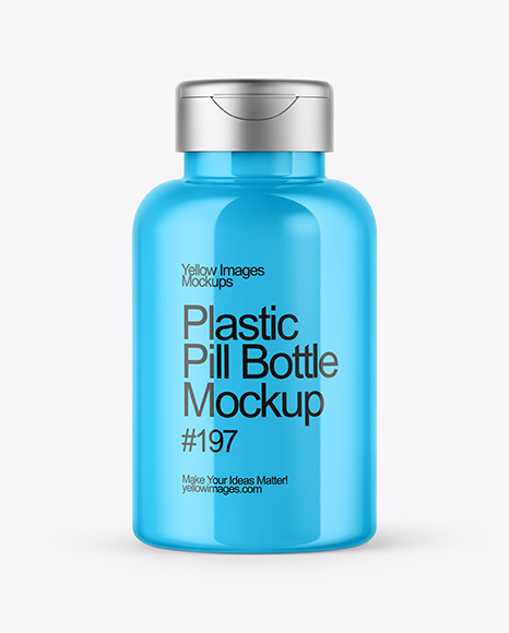 Glossy Pills Bottle with Flip Cap Mockup