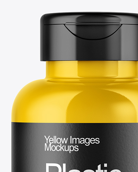 Glossy Pills Bottle with Flip Cap Mockup