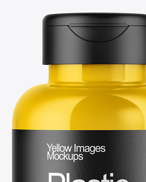 Glossy Pills Bottle with Flip Cap Mockup