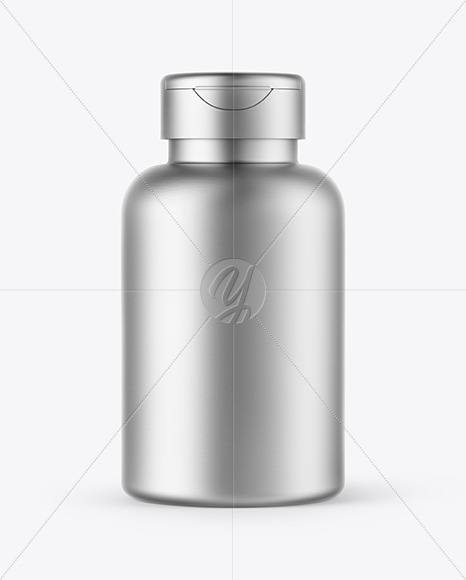 Metallic Pills Bottle with Flip Cap Mockup