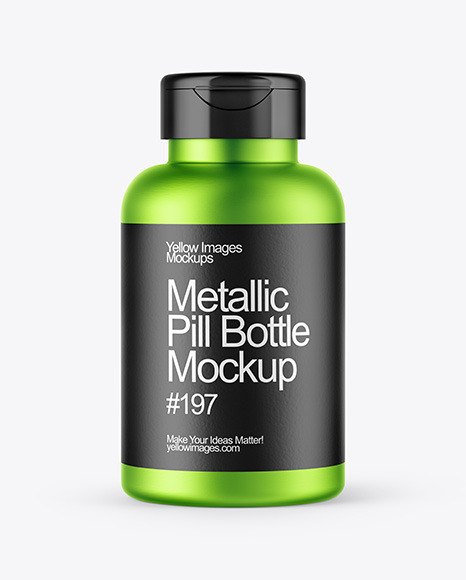 Metallic Pills Bottle with Flip Cap Mockup - Can bottle mockup