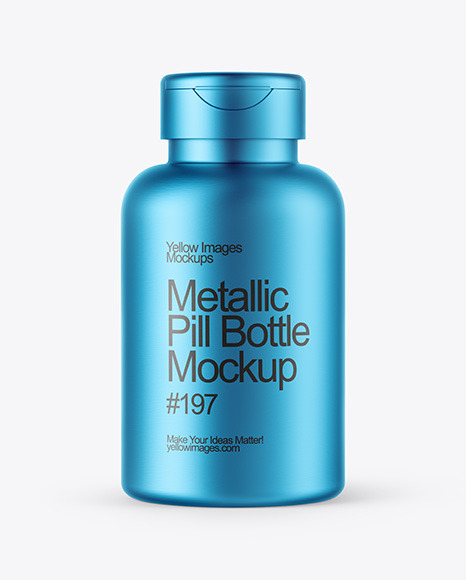 Metallic Pills Bottle with Flip Cap Mockup