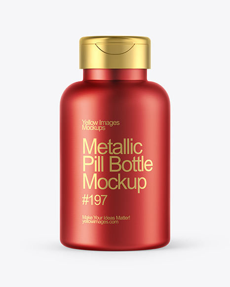 Metallic Pills Bottle with Flip Cap Mockup