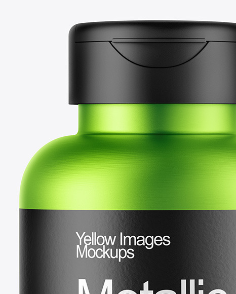 Metallic Pills Bottle with Flip Cap Mockup