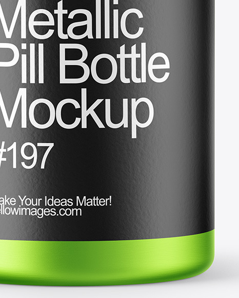 Metallic Pills Bottle with Flip Cap Mockup